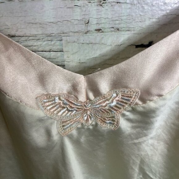 Vintage chasilk yellow pink size medium butterfly Spaghetti Strap Nightgown - Picture 4 of 8